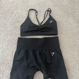 Gymshark Black Seamless Active Bra and Shorts Set